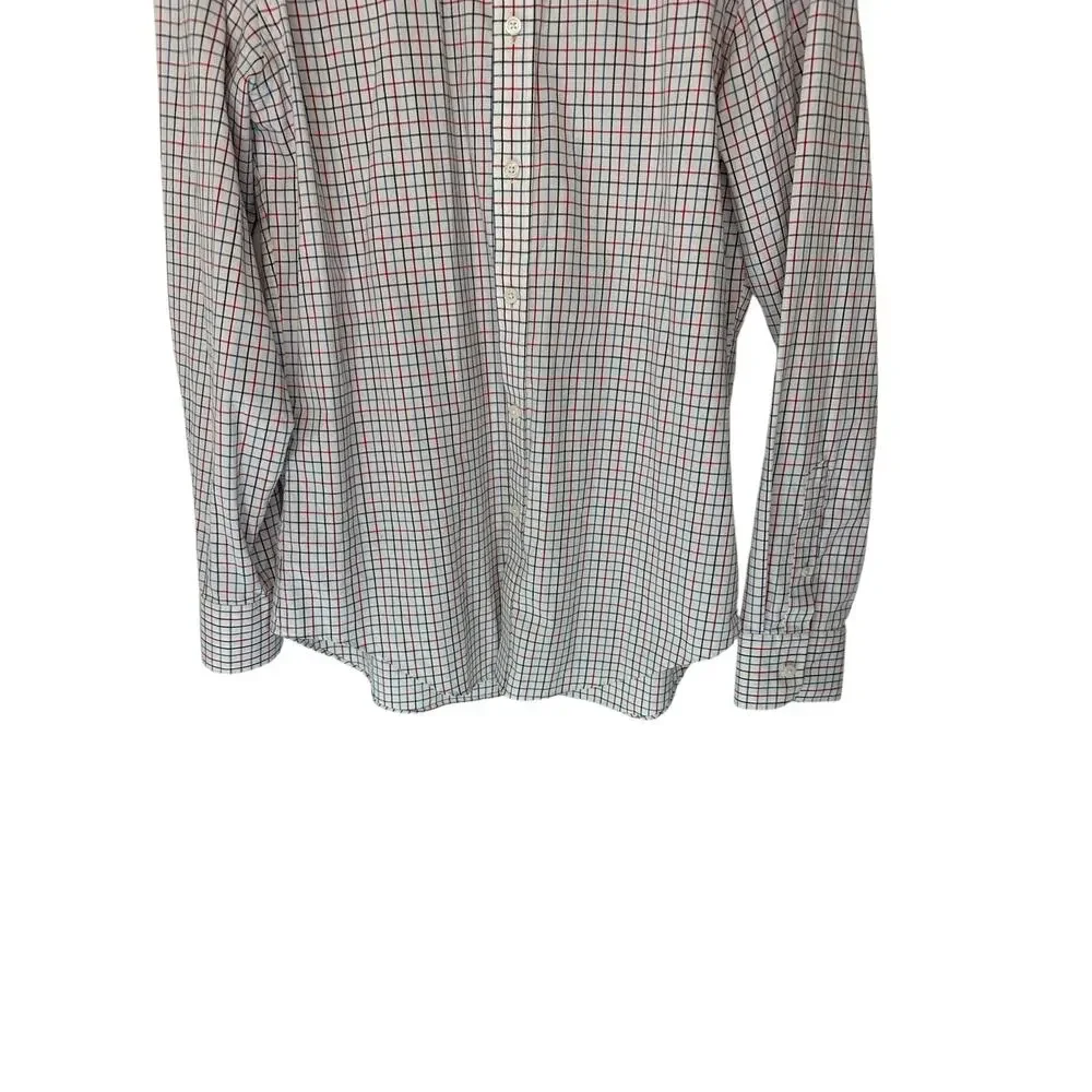 J.Crew Men's White Red Plaid Slim Fit Flex Wrinkle Free Button Down Shirt Size L